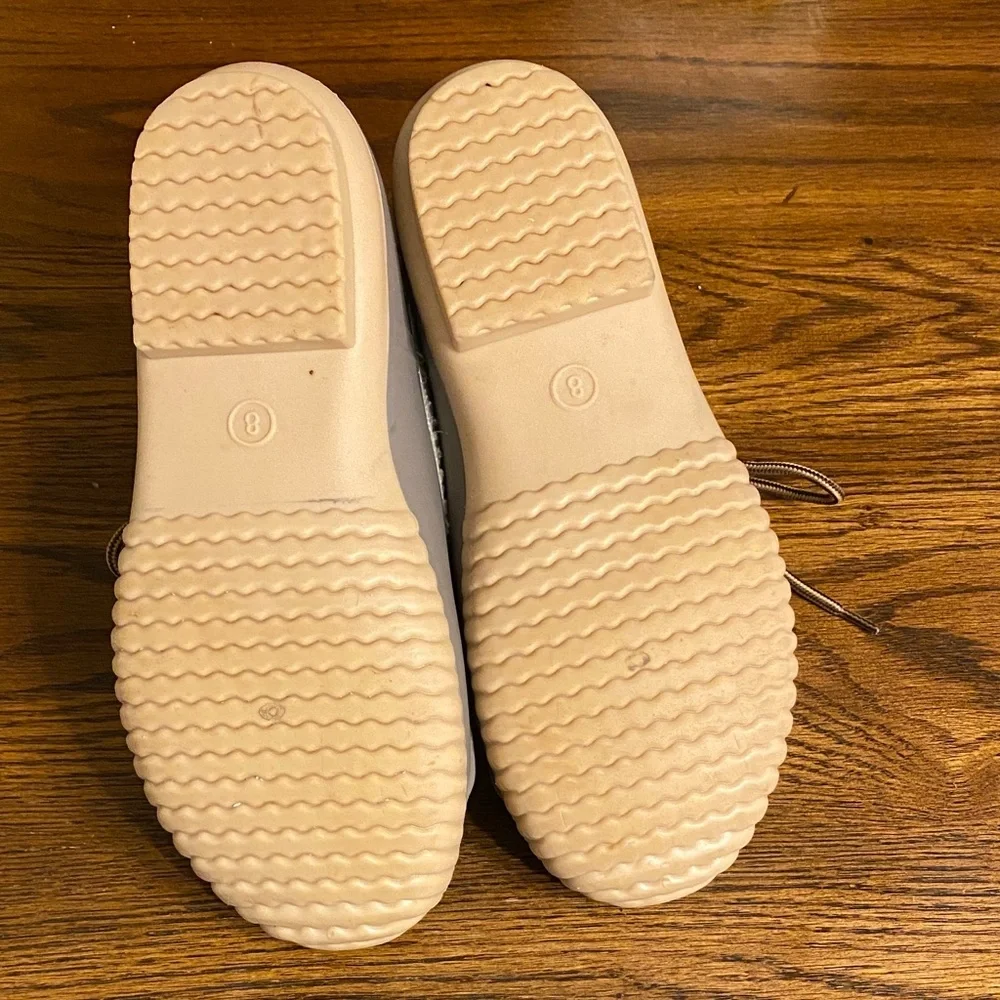 MarleyLilly Tan & Gray Duck Boots Size 8 Monogrammed ALN Winter Rain